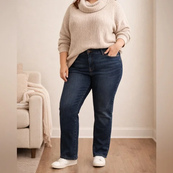 Lane Bryant Genius Fit Straight Jeans 26W Average Dark Wash Stretch Plus Size - Picture 3 of 13